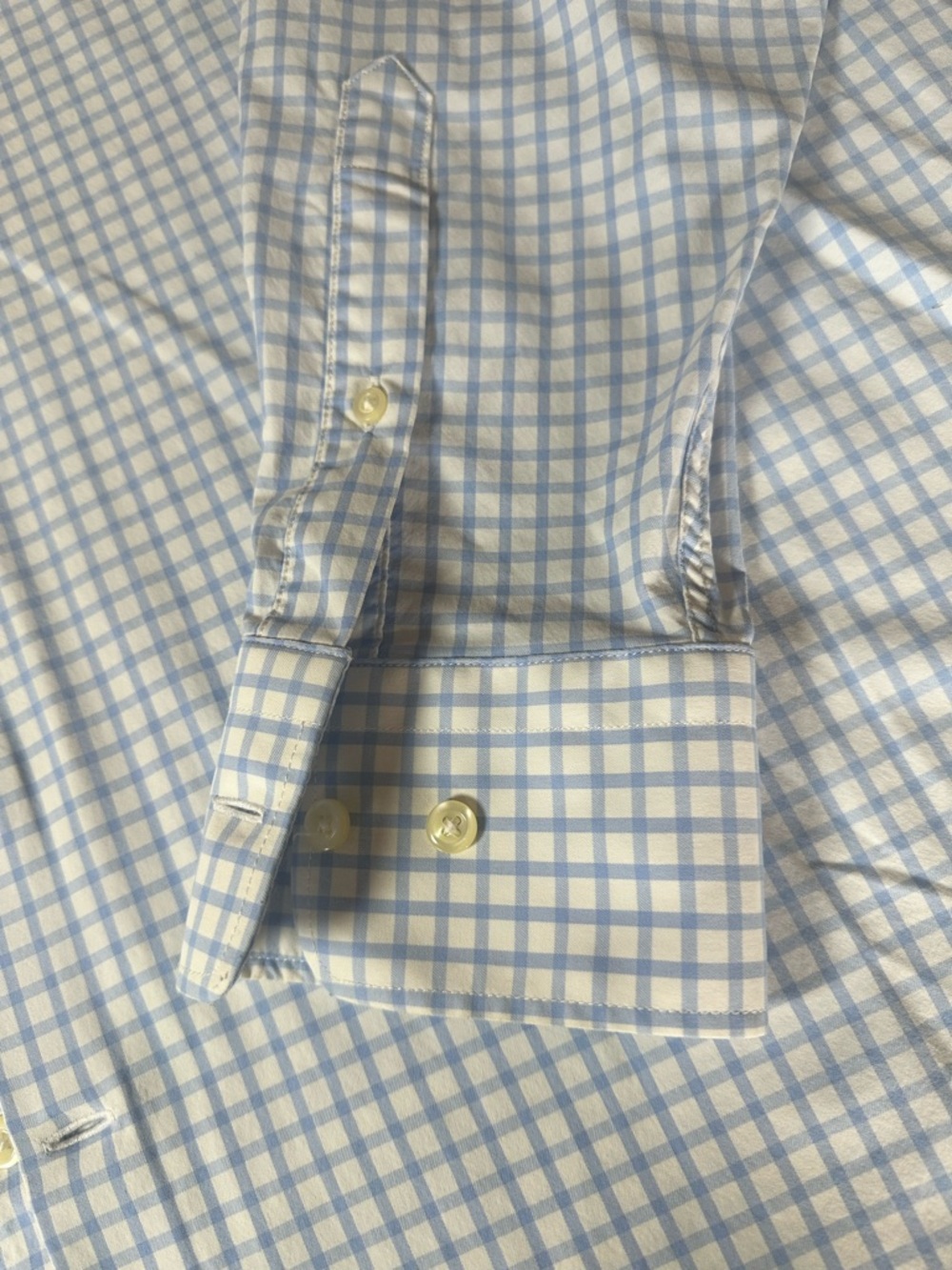 Peter Millar Light Blue and White Check Polo-Style Button Shirt - Picture 4 of 4